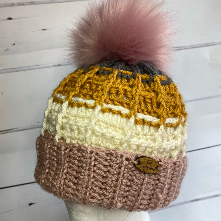 Waffle Stitch Crochet Hat pattern - Intermediate