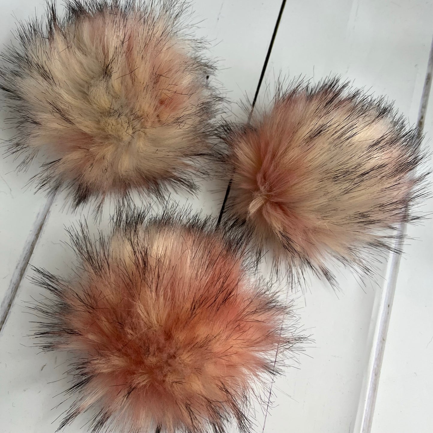 Pink Speckled faux fur pom pom - handmade. Detachable option. Handmade