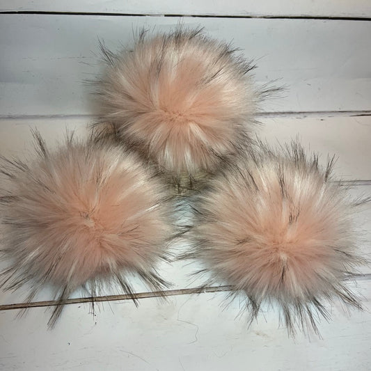 Carnation faux fur pom pom. Detachable option. Handmade - NEW