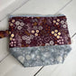 Autumn Flowers hand made cotton Project Bag with magnetic accessories case