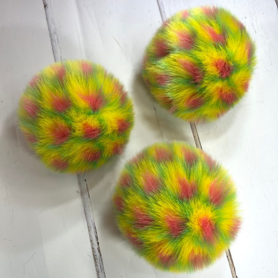 Tutti Frutti handmade faux fur pom pom. Detachable option. Handmade