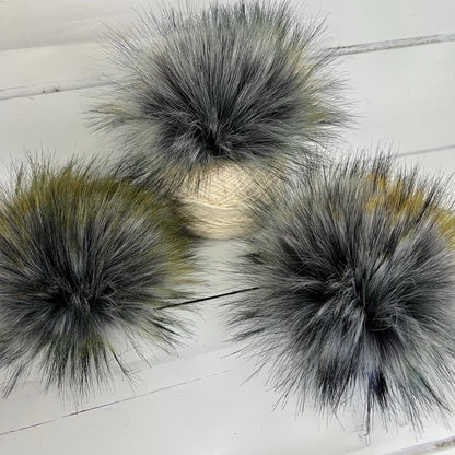 Grey Sunshine faux fur pom pom
