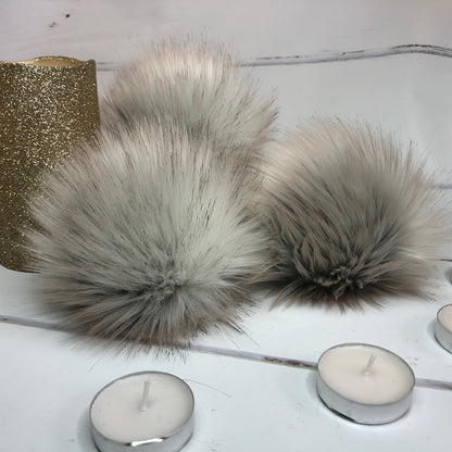 Snowy faux fur pom pom. Detachable option. Handmade