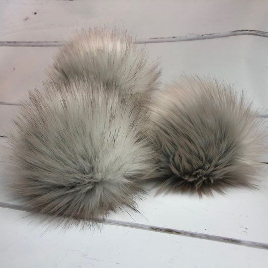 Snowy faux fur pom pom. Detachable option. Handmade