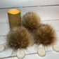 Sandy Desert handmade faux fur pom pom. Detachable option. Handmade