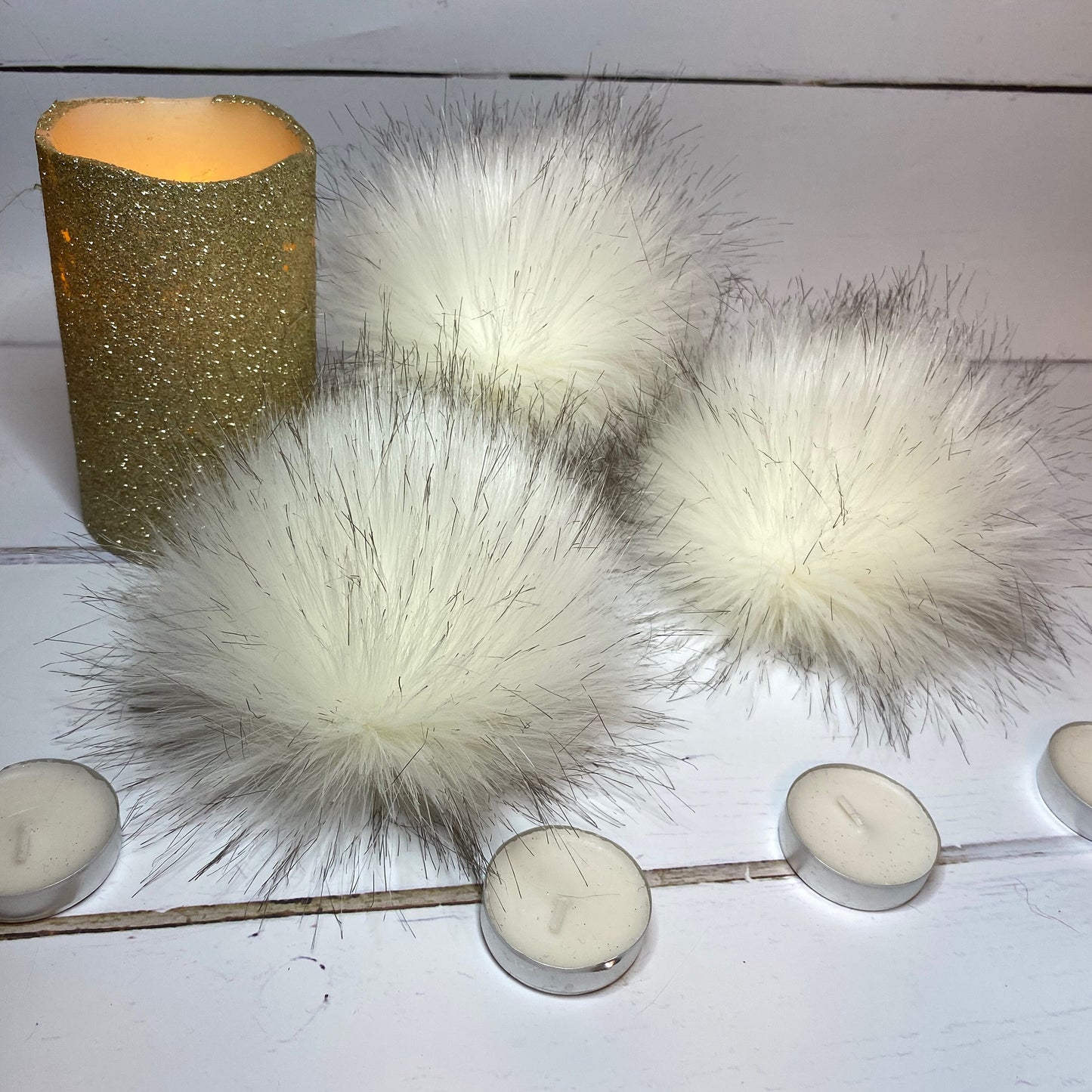 Ice Queen handmade faux fur pom pom. Detachable option