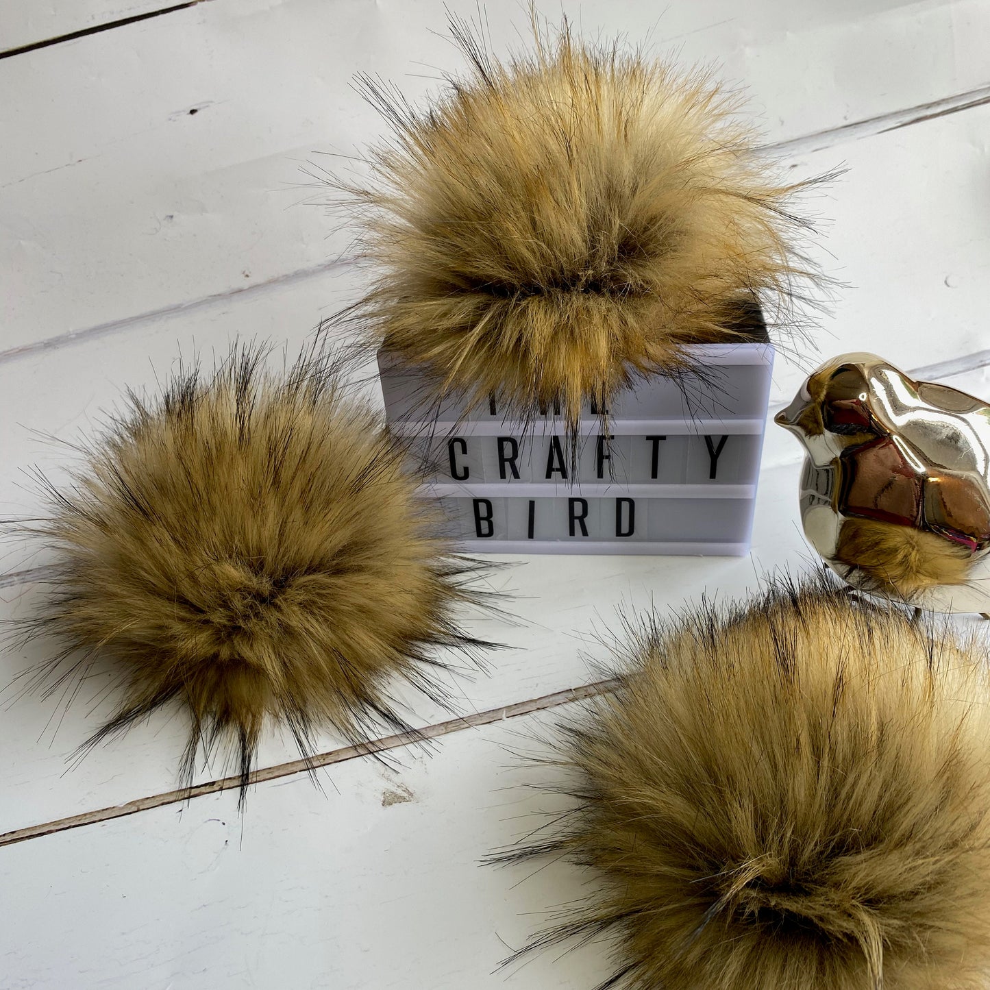 Brown Bear handmade faux fur pom pom. Detachable option. Handmade