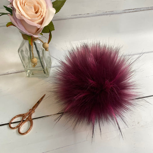 Raspberry Ripple handmade faux fur pom pom