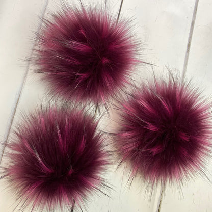 Raspberry Ripple handmade faux fur pom pom
