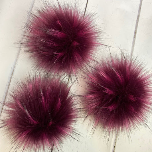 Raspberry Ripple handmade faux fur pom pom