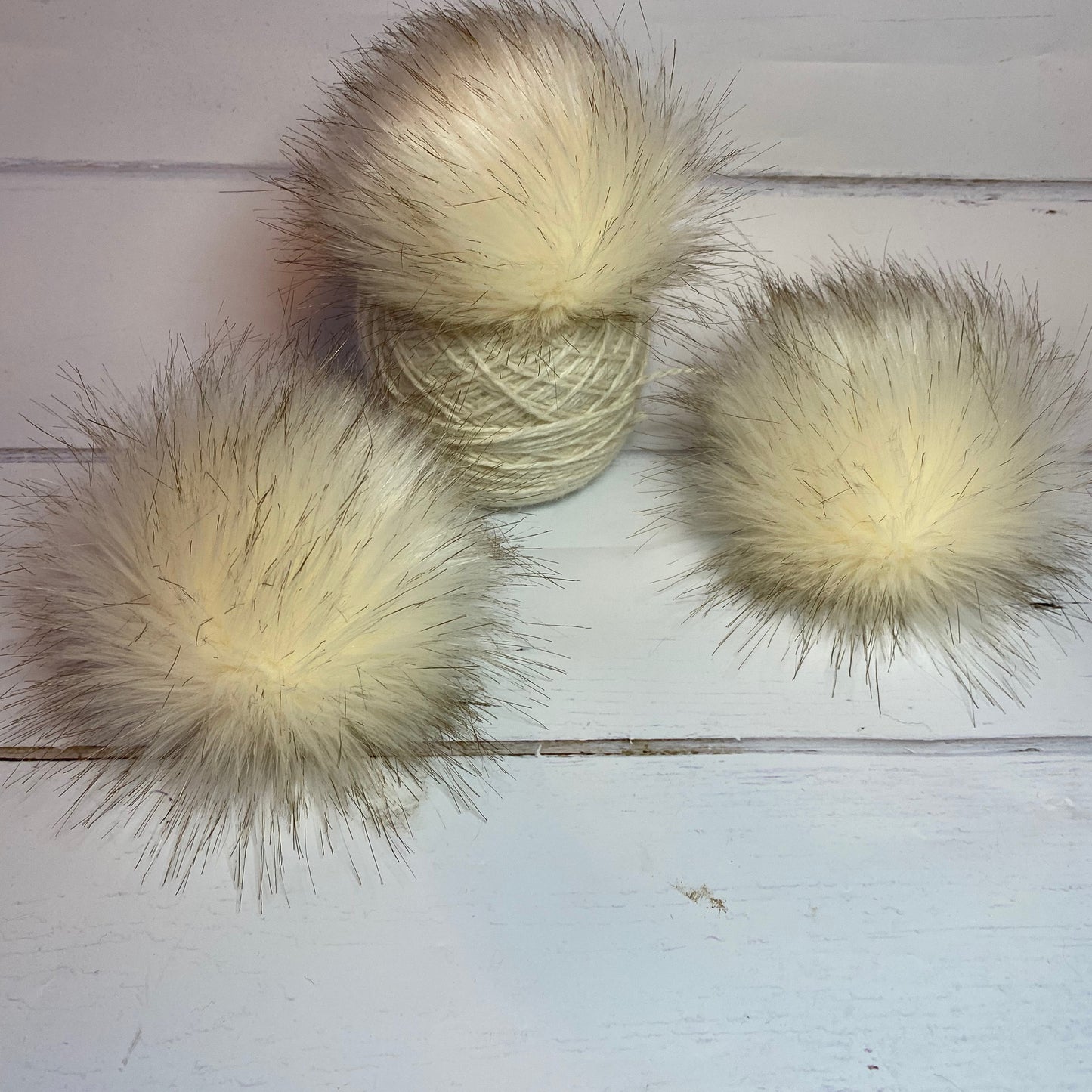Oat handmade faux fur pom pom. Detachable option. Handmade