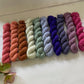 Dusky Rainbow Mini Skein set Hand Dyed 100% Superwash Merino DK Yarn - 10 x 20g skeins