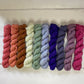 Dusky Rainbow Mini Skein set Hand Dyed 100% Superwash Merino DK Yarn - 10 x 20g skeins